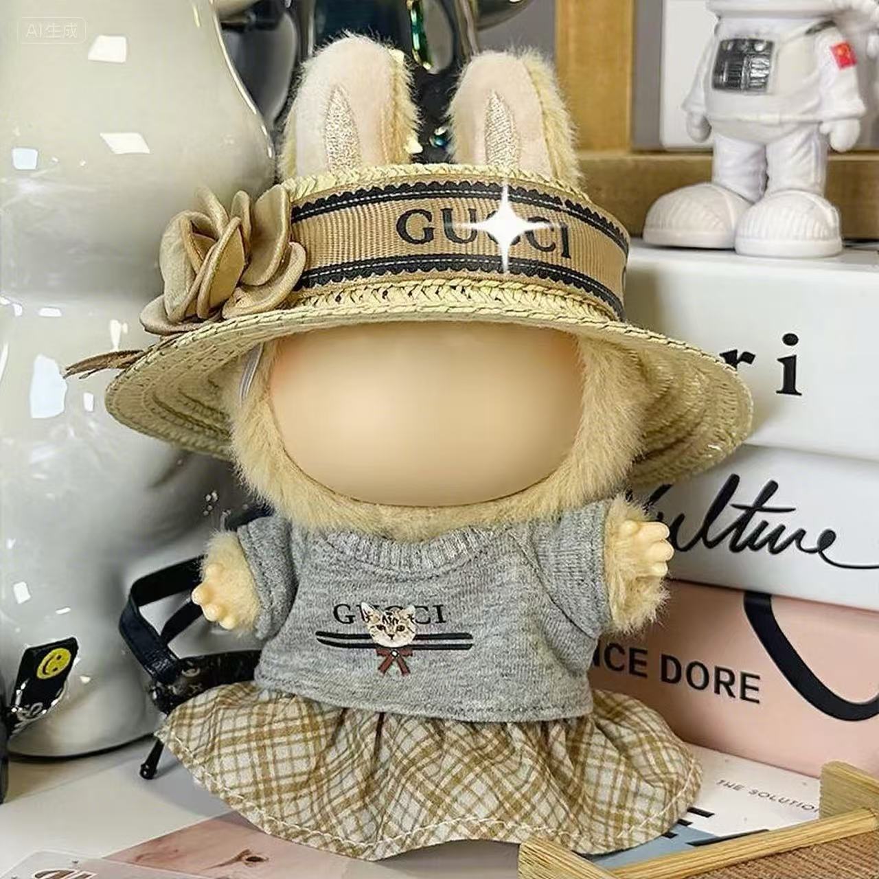 【Clothes only】Big Hat Doll clothing with Hat for 18cm Doll Lbb daily Classic Doll Accessories 3 pcs