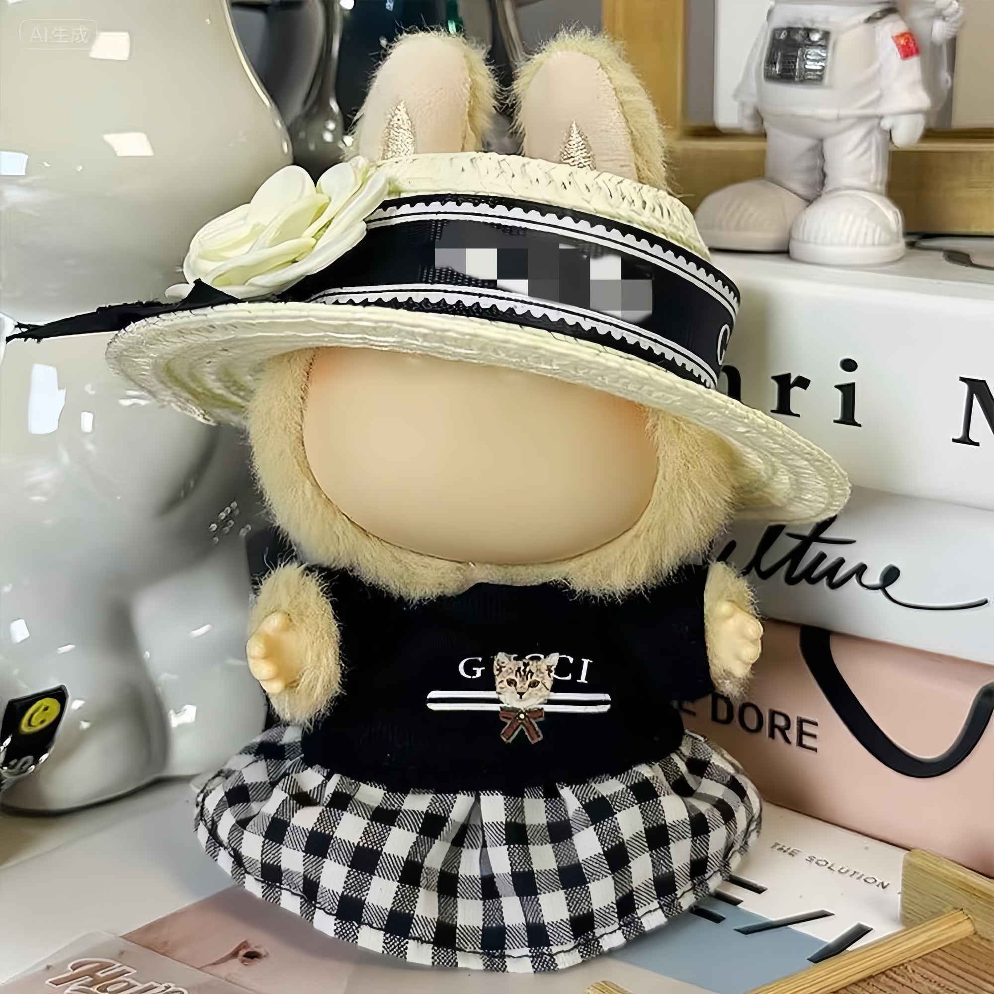 【Clothes only】Big Hat Doll clothing with Hat for 18cm Doll Lbb daily Classic Doll Accessories 3 pcs