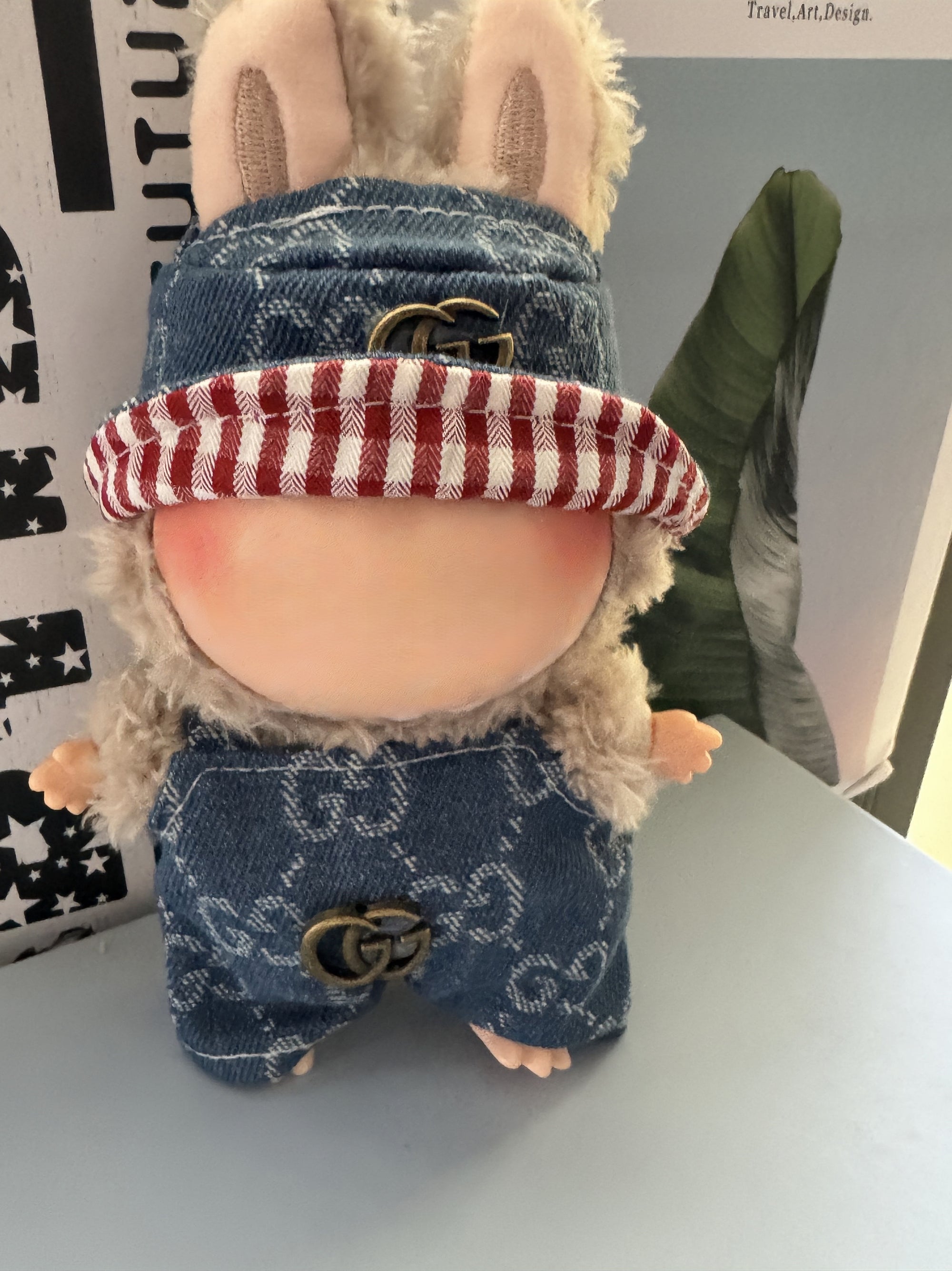【Clothes Only】3PCS Fashion Outfit with Hat for 18cm Labubu – Luxury Streetwear Style